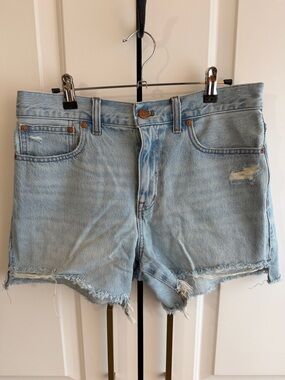 Madewell Mid Length Relaxed Denim Shorts zip fly Size 27